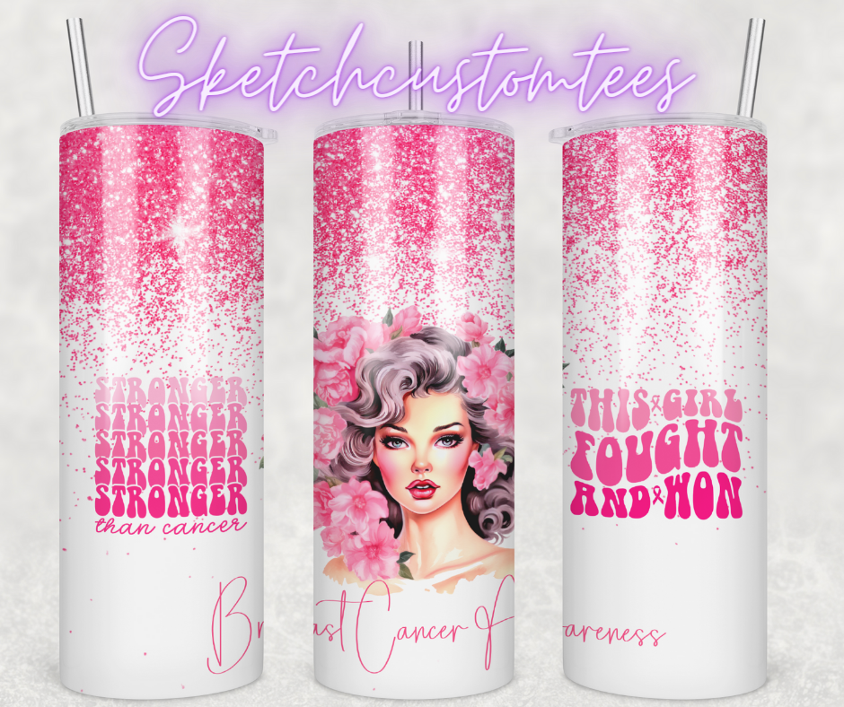 Breast Cancer Awareness Stronger than Cancer 20 oz. Tumbler